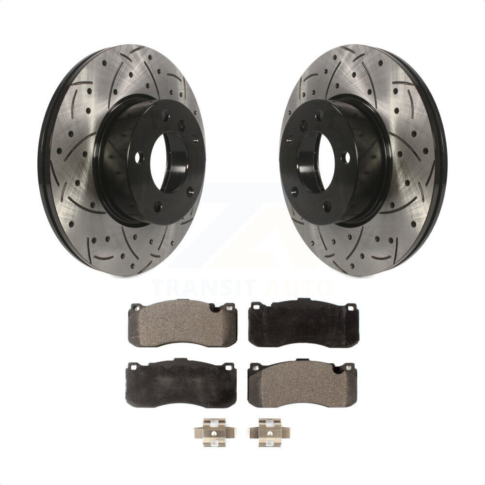 [Avant] Kit de disque (percé rainuré revêtu) et plaquette (céramique) de frein pour 2012 BMW 328i 3.0L avec 340mm Diameter Rotor KDT-100124 par Transit Auto