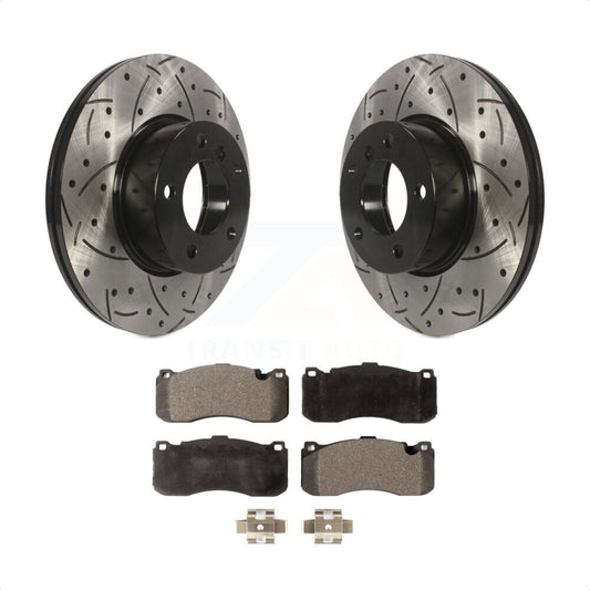 [Avant] Kit de disque (percé rainuré revêtu) et plaquette (céramique) de frein pour 2012 BMW 328i 3.0L avec 340mm Diameter Rotor KDT-100124 par Transit Auto