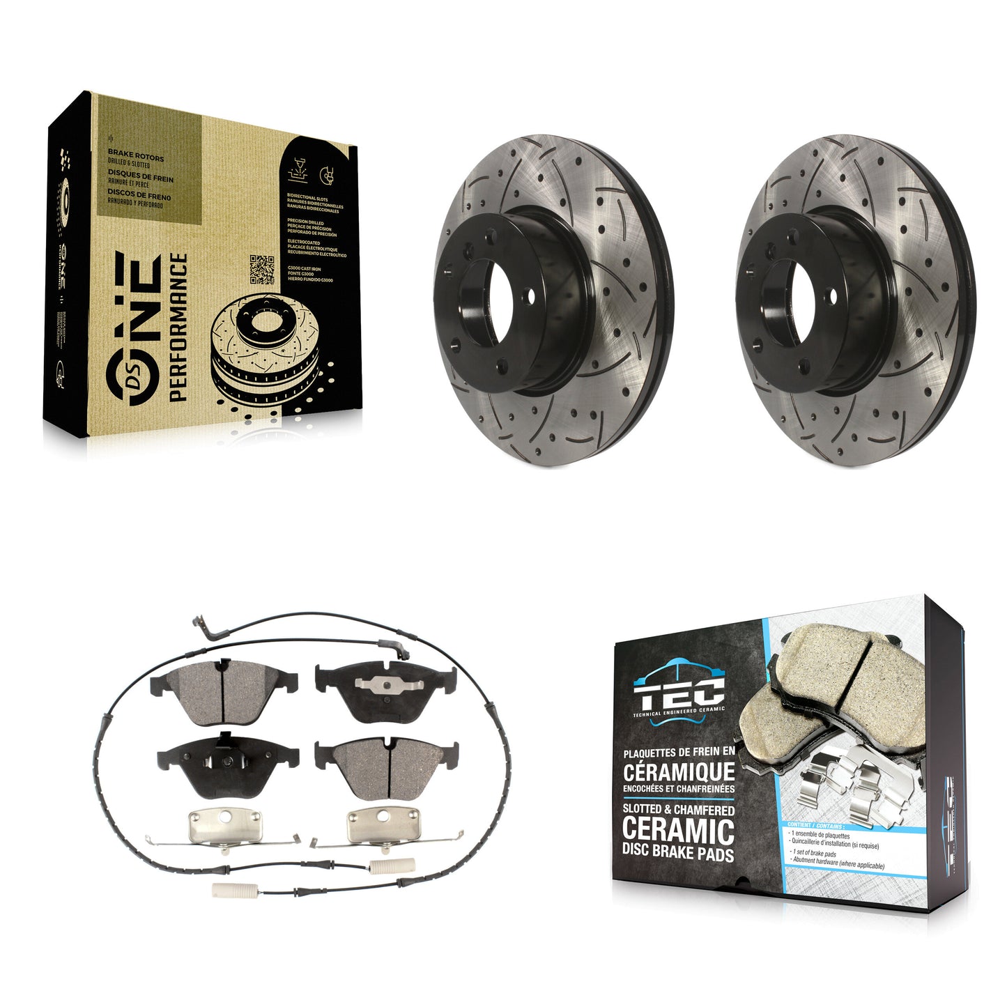 [Avant] Kit de disque (percé rainuré revêtu) et plaquette (céramique) de frein pour BMW 328i xDrive X1 328xi 323i KDT-100126