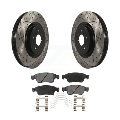 [Avant] Kit de disque (percé rainuré revêtu) et plaquette (céramique) de frein pour 2014 INFINITI Q60 Sport sans Package KDT-100127 par Transit Auto