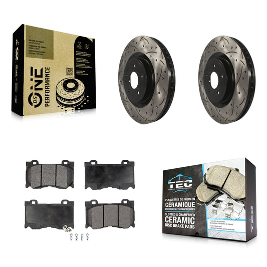 [Avant] Kit de disque (percé rainuré revêtu) et plaquette (céramique) de frein pour INFINITI G37 Q50 Nissan 370Z Q60 M37 Q70 Q70L QX70 M56 FX50 Z KDT-100128