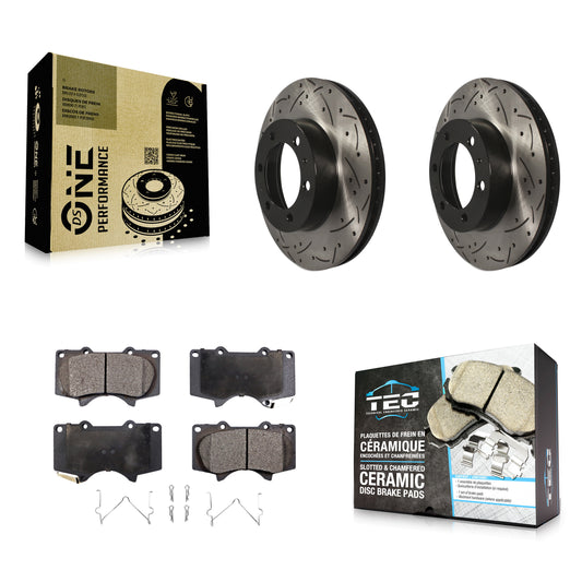 [Avant] Kit de disque (percé rainuré revêtu) et plaquette (céramique) de frein pour Toyota Tacoma 4Runner FJ Cruiser KDT-100131