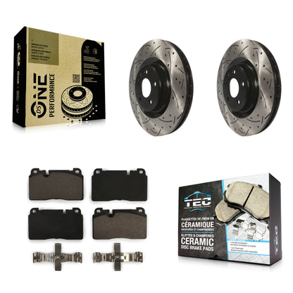 [Avant] Kit de disque (percé rainuré revêtu) et plaquette (céramique) de frein pour Audi Q5 KDT-100133