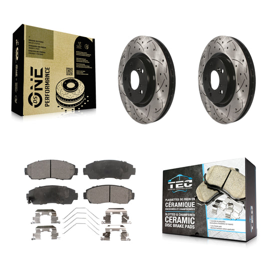 [Avant] Kit de disque (percé rainuré revêtu) et plaquette (céramique) de frein pour 2011-2014 Honda Odyssey KDT-100134