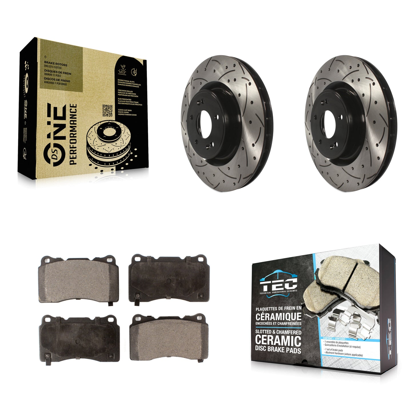 [Avant] Kit de disque (percé rainuré revêtu) et plaquette (céramique) de frein pour Hyundai Genesis Coupe KDT-100136