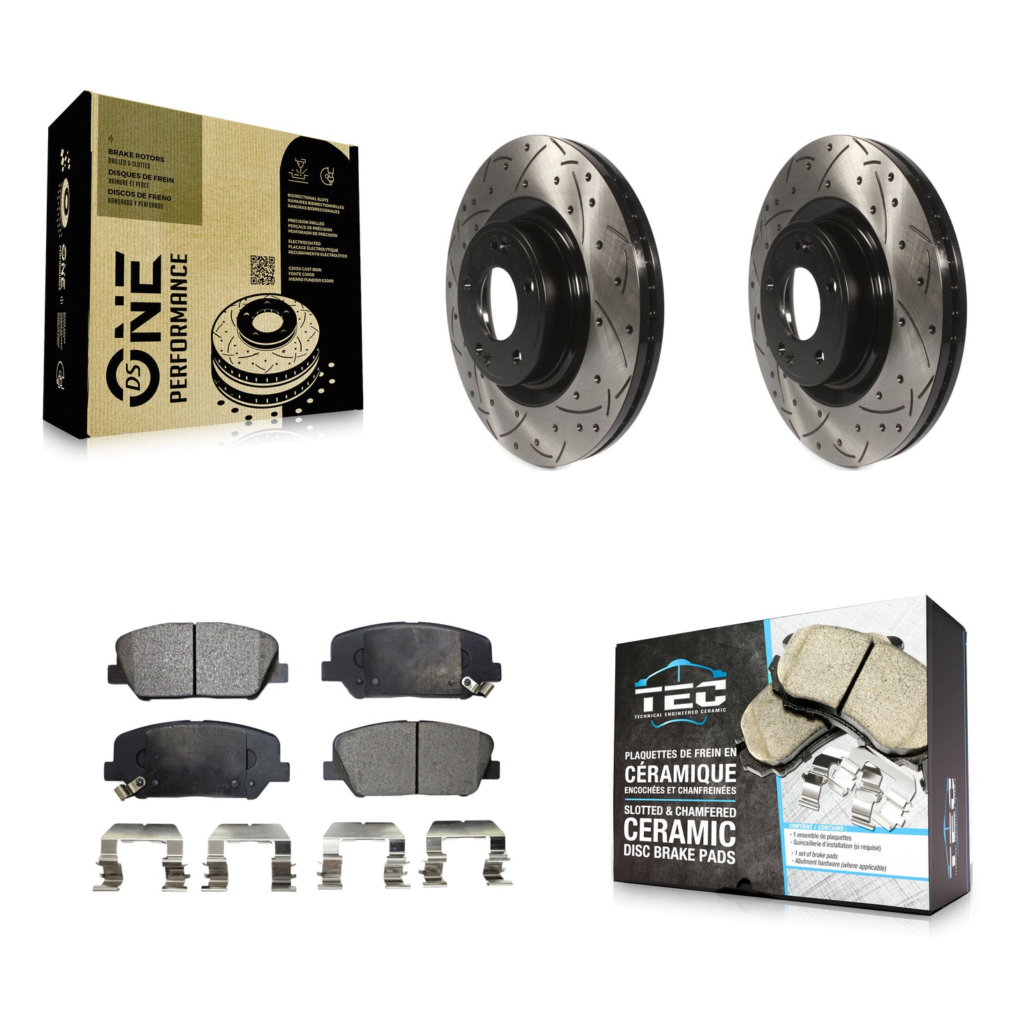 [Avant] Kit de disque (percé rainuré revêtu) et plaquette (céramique) de frein pour Hyundai Genesis Coupe KDT-100137