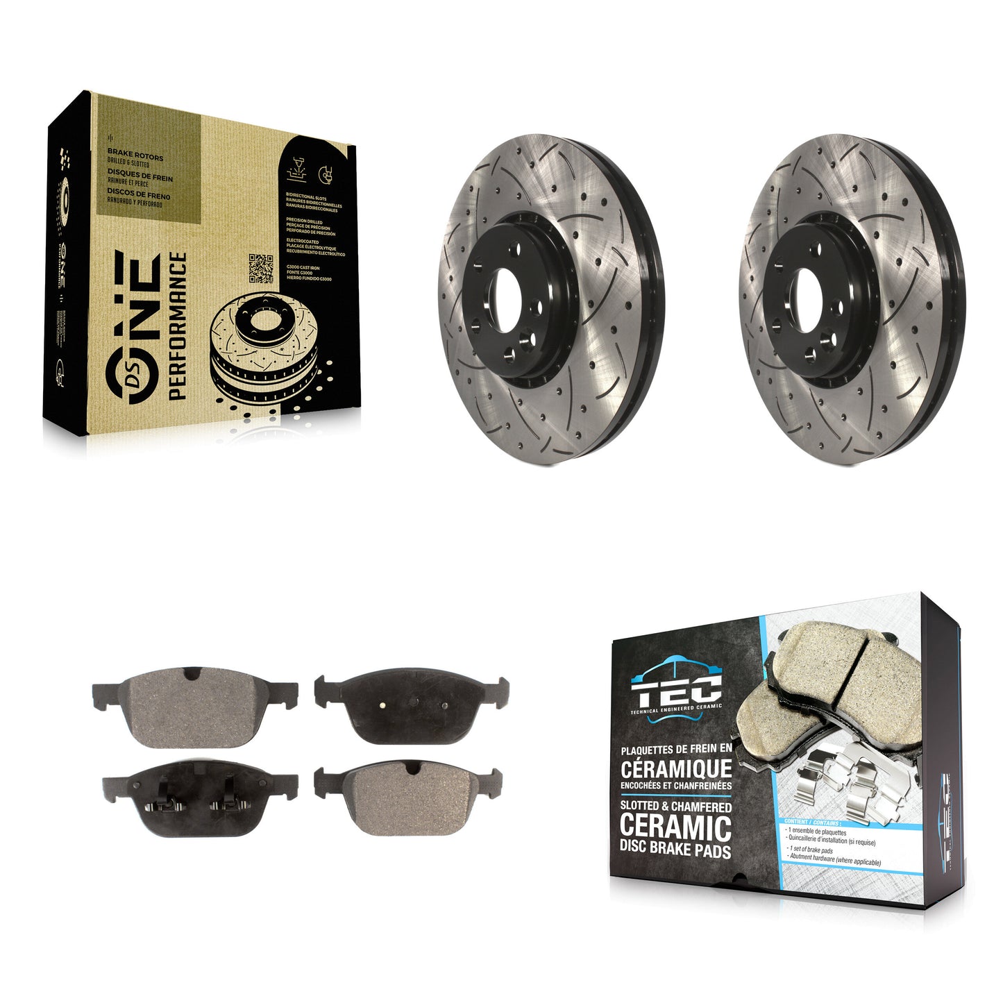 [Avant] Kit de disque (percé rainuré revêtu) et plaquette (céramique) de frein pour 2010-2015 Volvo XC60 KDT-100138