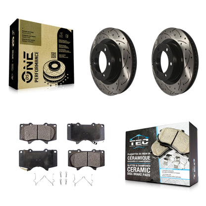 [Avant] Kit de disque (percé rainuré revêtu) et plaquette (céramique) de frein pour 2010-2023 Toyota 4Runner Lexus GX460 KDT-100139