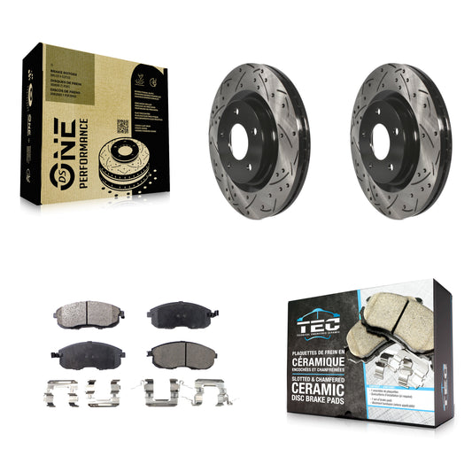 [Avant] Kit de disque (percé rainuré revêtu) et plaquette (céramique) de frein pour Nissan Sentra Juke KDT-100143