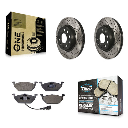 [Avant] Kit de disque (percé rainuré revêtu) et plaquette (céramique) de frein pour 2011-2015 Volkswagen Jetta avec 280mm Diameter Rotor KDT-100150