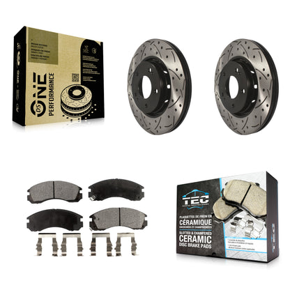 [Avant] Kit de disque (percé rainuré revêtu) et plaquette (céramique) de frein pour Mitsubishi Lancer KDT-100151