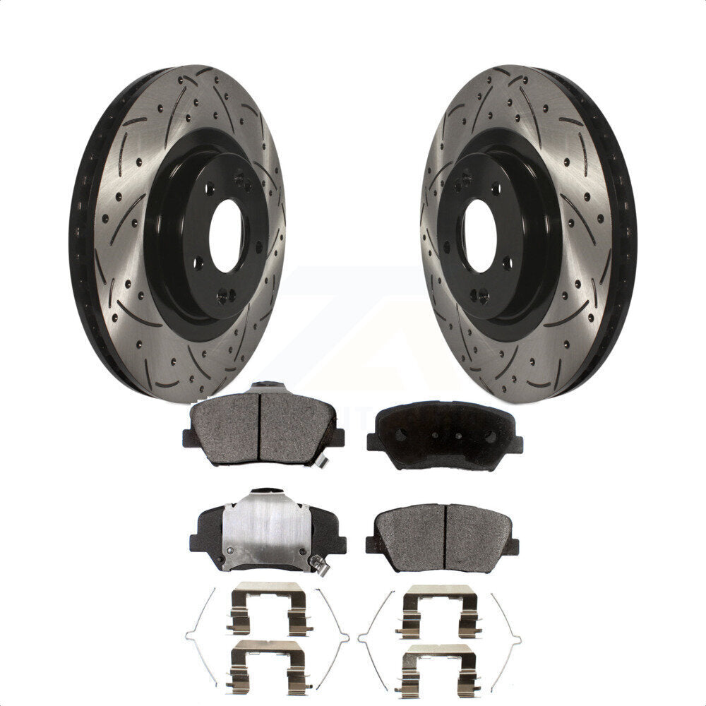 [Avant] Kit de disque (percé rainuré revêtu) et plaquette (céramique) de frein pour Kia Sorento Hyundai Santa Fe Sport KDT-100161 par Transit Auto