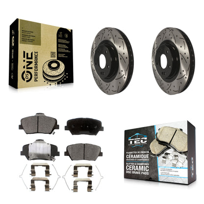 [Avant] Kit de disque (percé rainuré revêtu) et plaquette (céramique) de frein pour Kia Sorento Hyundai Santa Fe Sport KDT-100161