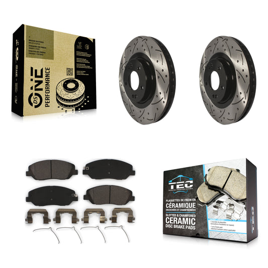 [Avant] Kit de disque (percé rainuré revêtu) et plaquette (céramique) de frein pour Hyundai Santa Fe XL KDT-100162