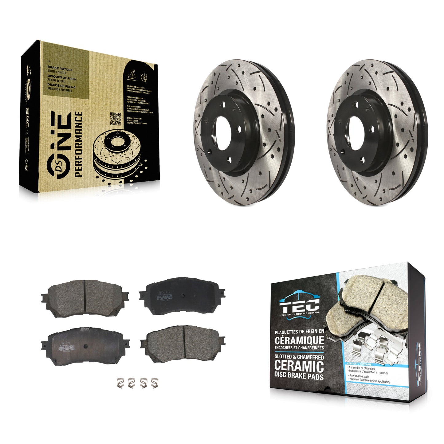 [Avant] Kit de disque (percé rainuré revêtu) et plaquette (céramique) de frein pour Mazda 6 KDT-100164