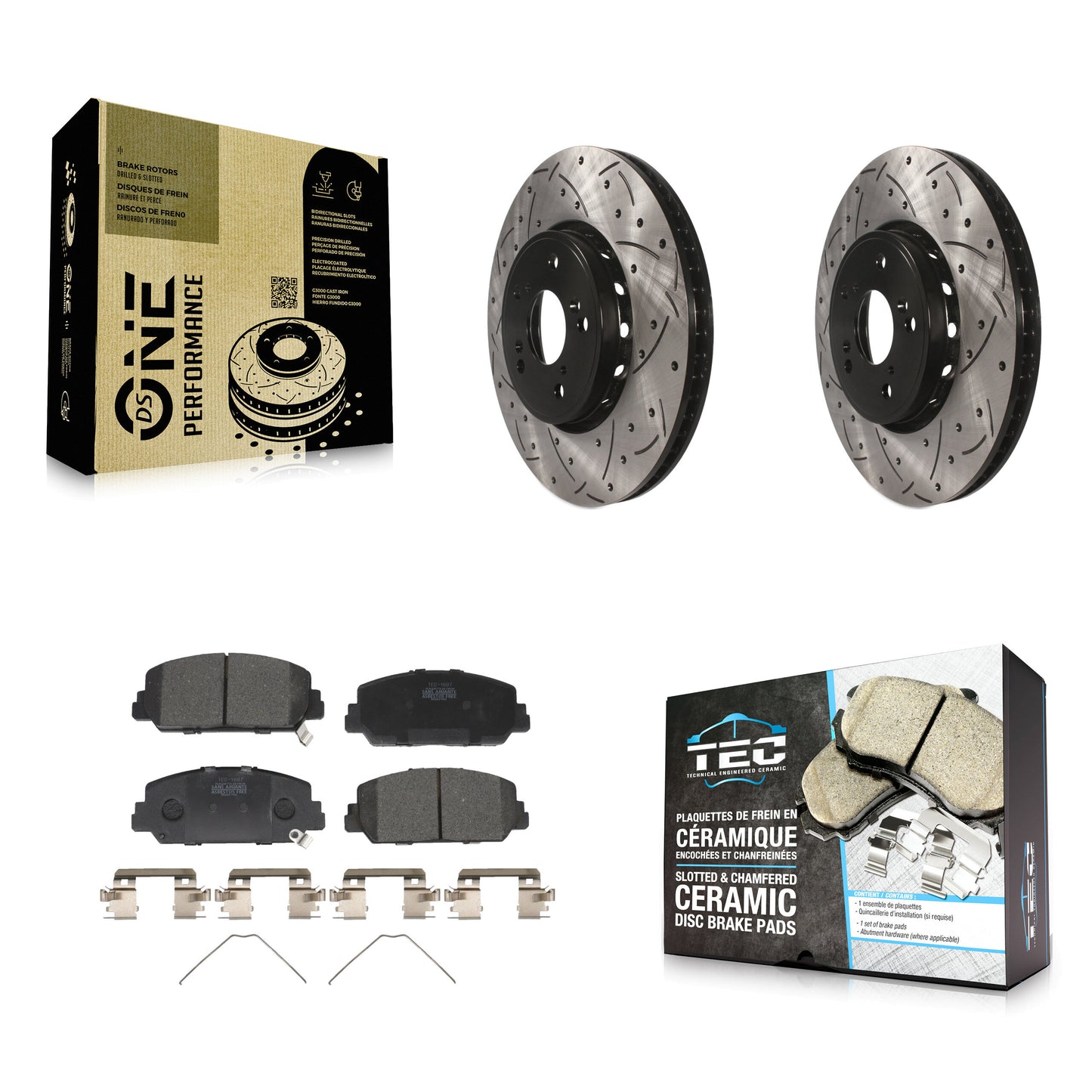 [Avant] Kit de disque (percé rainuré revêtu) et plaquette (céramique) de frein pour Acura RDX ILX KDT-100165