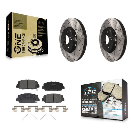 [Avant] Kit de disque (percé rainuré revêtu) et plaquette (céramique) de frein pour Acura RDX ILX KDT-100165