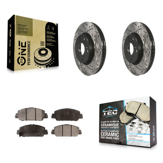 [Avant] Kit de disque (percé rainuré revêtu) et plaquette (céramique) de frein pour Honda Accord HR-V KDT-100168