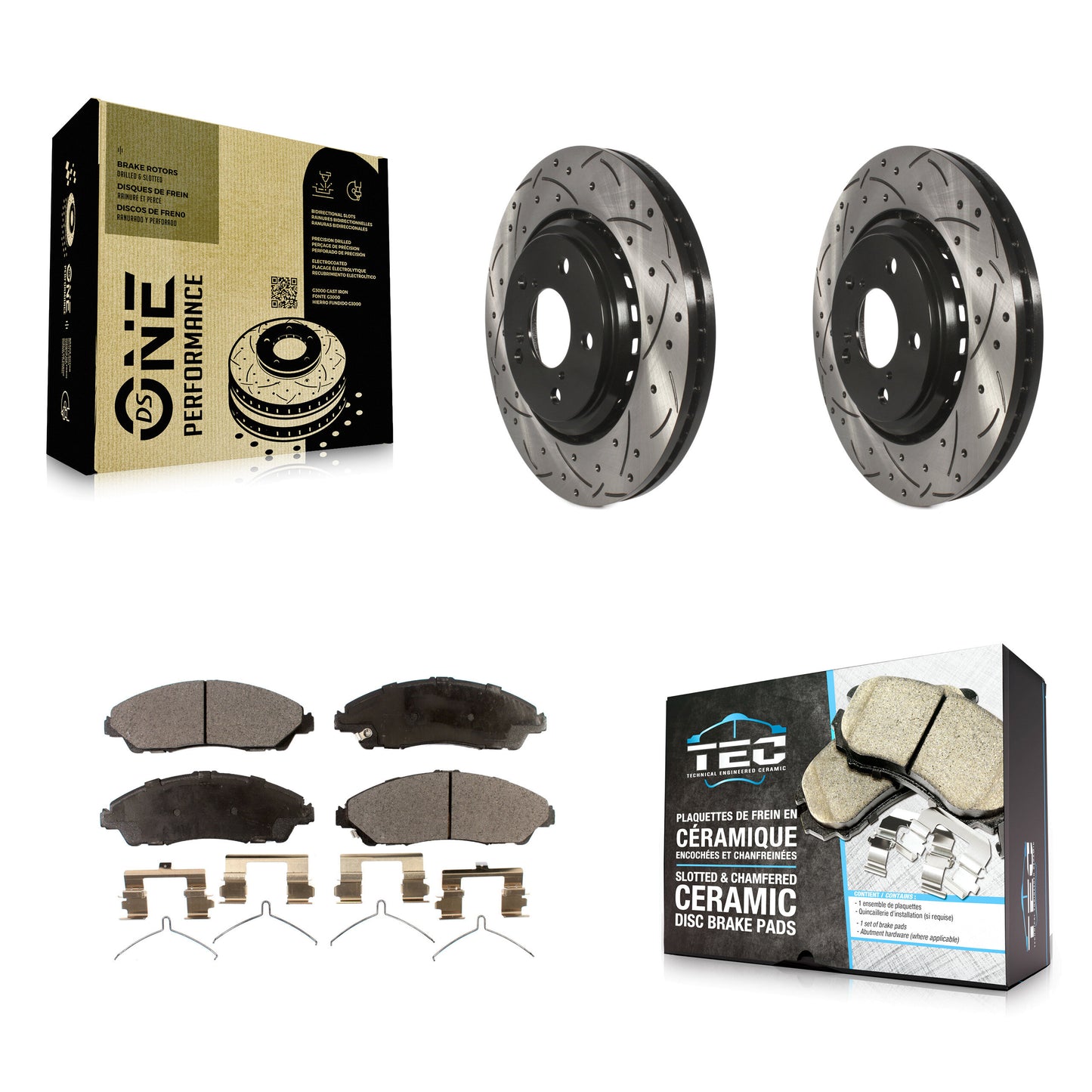 [Avant] Kit de disque (percé rainuré revêtu) et plaquette (céramique) de frein pour Honda Pilot Acura MDX Ridgeline KDT-100170