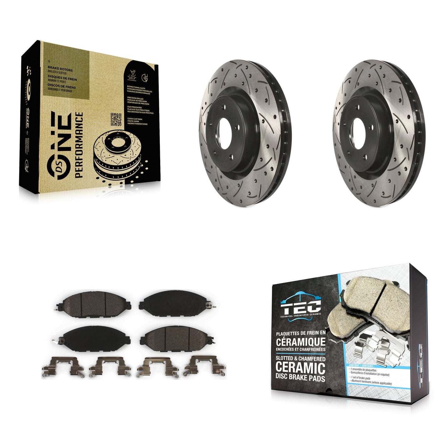 [Avant] Kit de disque (percé rainuré revêtu) et plaquette (céramique) de frein pour Nissan Pathfinder Murano INFINITI QX60 JX35 KDT-100171