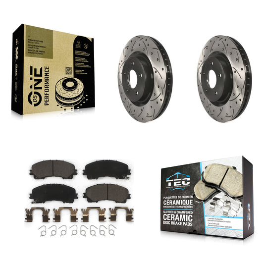 [Avant] Kit de disque (percé rainuré revêtu) et plaquette (céramique) de frein pour INFINITI Q50 QX50 Q60 KDT-100172