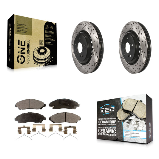 [Avant] Kit de disque (percé rainuré revêtu) et plaquette (céramique) de frein pour 2014-2016 Acura MDX KDT-100174
