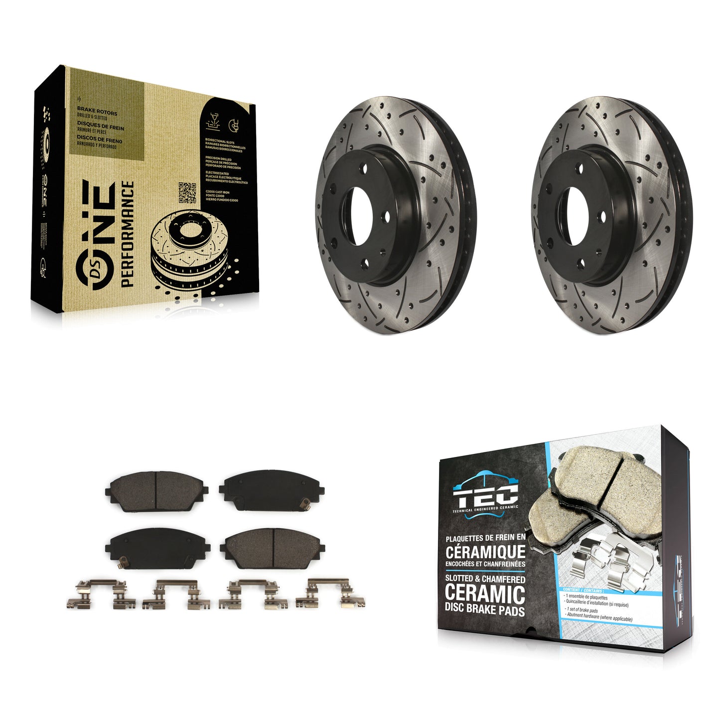 [Avant] Kit de disque (percé rainuré revêtu) et plaquette (céramique) de frein pour 2016-2021 Mazda CX-3 FWD KDT-100178