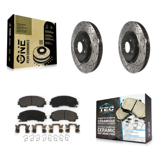 [Avant] Kit de disque (percé rainuré revêtu) et plaquette (céramique) de frein pour Nissan Rogue KDT-100183