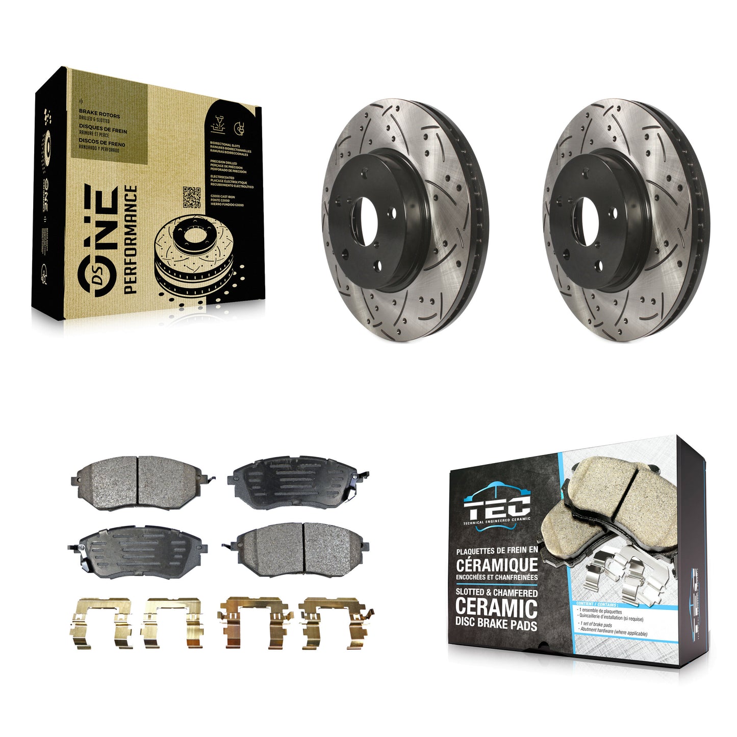 [Avant] Kit de disque (percé rainuré revêtu) et plaquette (céramique) de frein pour 2015 Subaru Legacy 2.5L KDT-100185
