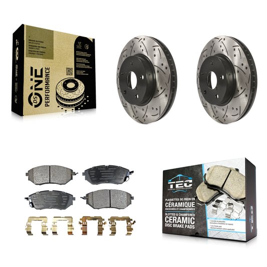 [Avant] Kit de disque (percé rainuré revêtu) et plaquette (céramique) de frein pour 2015 Subaru Legacy 2.5L KDT-100185