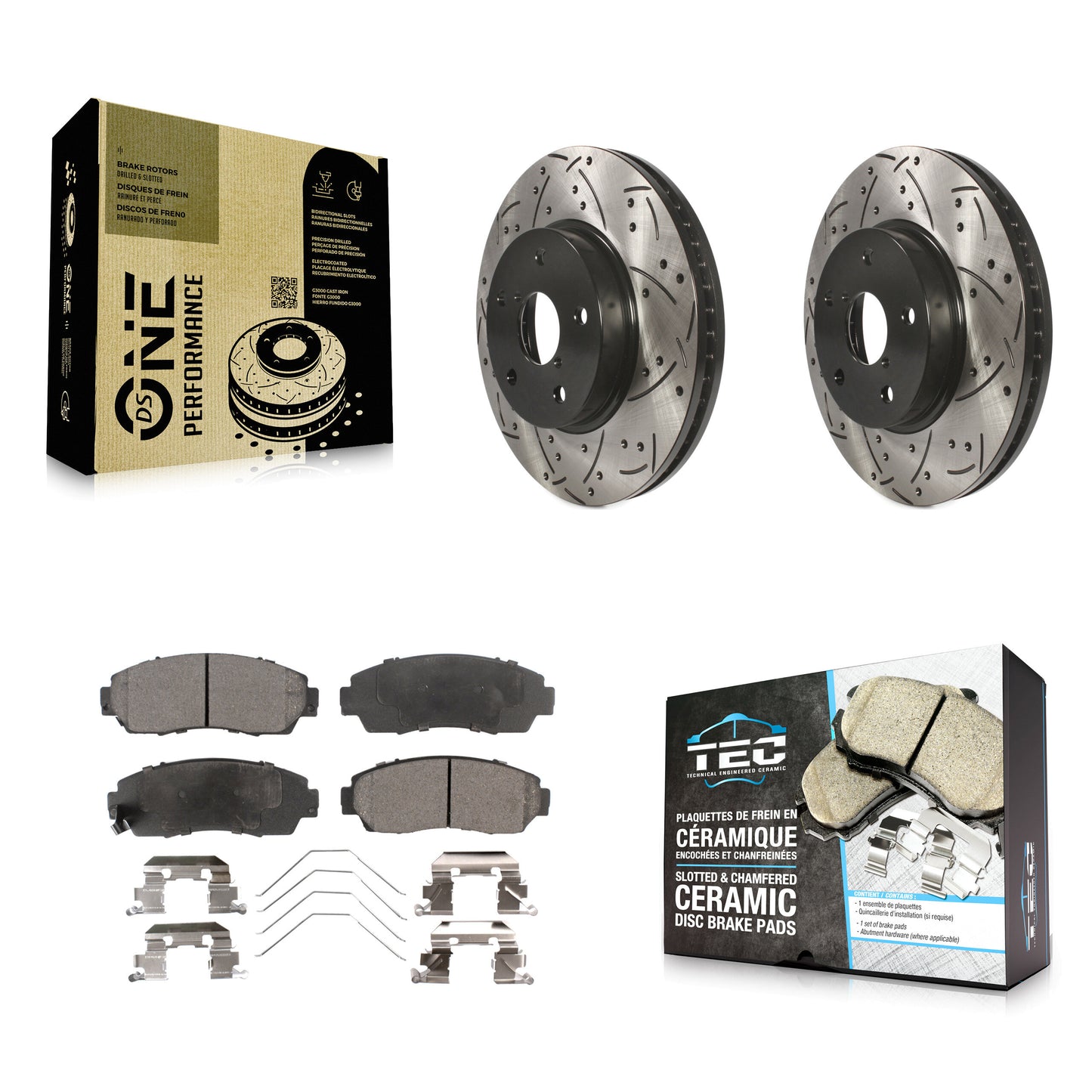 [Avant] Kit de disque (percé rainuré revêtu) et plaquette (céramique) de frein pour 2016-2019 Subaru Legacy 2.5L KDT-100186