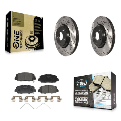 [Avant] Kit de disque (percé rainuré revêtu) et plaquette (céramique) de frein pour Honda Civic Accord Acura ILX KDT-100189