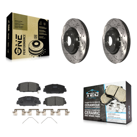 [Avant] Kit de disque (percé rainuré revêtu) et plaquette (céramique) de frein pour Honda Civic Accord Acura ILX KDT-100189