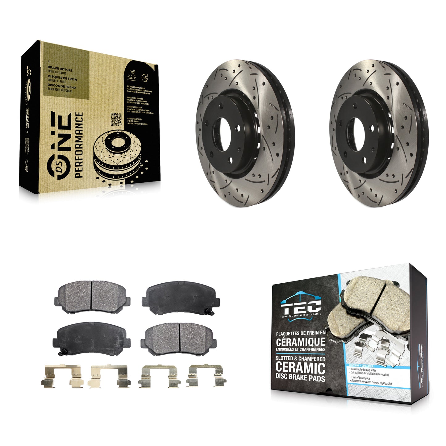 [Avant] Kit de disque (percé rainuré revêtu) et plaquette (céramique) de frein pour Mazda CX-5 KDT-100190