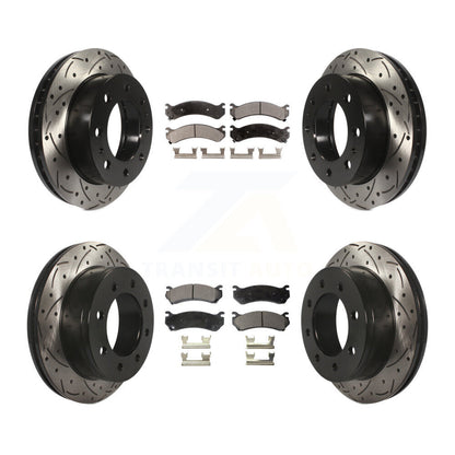 [Avant + Arrière] Kit de disque (percé rainuré revêtu) et plaquette (céramique) de frein pour Chevrolet Silverado 2500 HD GMC Sierra 3500 Classic Suburban Yukon XL Avalanche KDT-100191