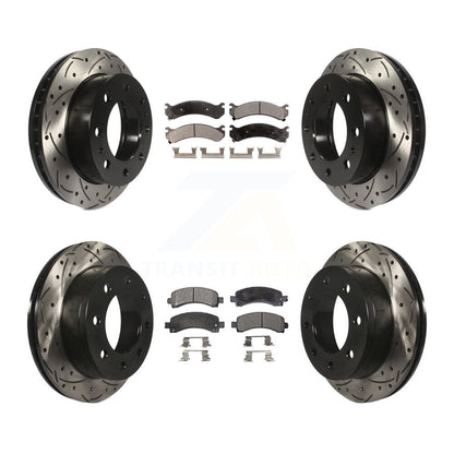 [Avant + Arrière] Kit de disque (percé rainuré revêtu) et plaquette (céramique) de frein pour Chevrolet Express 2500 GMC Savana KDT-100194