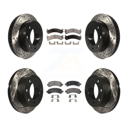 [Avant + Arrière] Kit de disque (percé rainuré revêtu) et plaquette (céramique) de frein pour Chevrolet Express 2500 GMC Savana KDT-100194