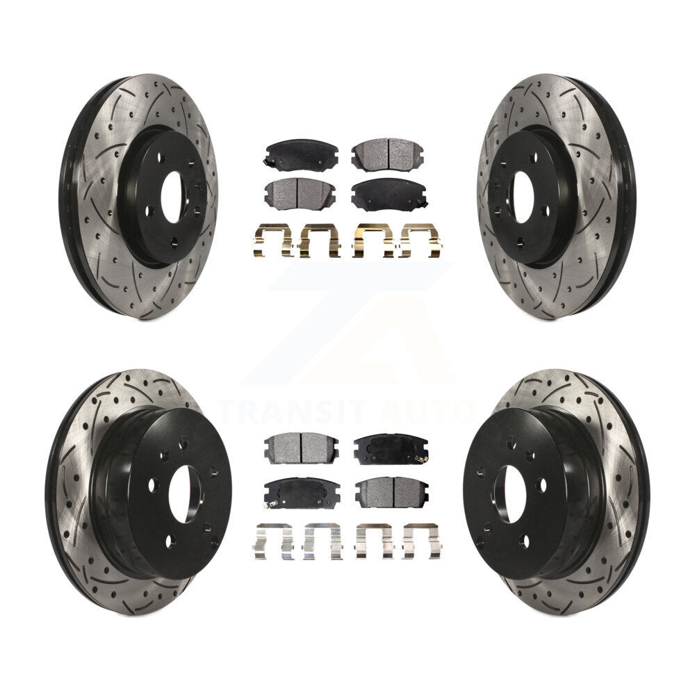 [Avant + Arrière] Kit de disque (percé rainuré revêtu) et plaquette (céramique) de frein pour 2010-2017 Chevrolet Equinox GMC Terrain KDT-100201