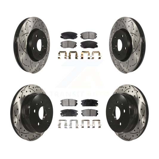 [Avant + Arrière] Kit de disque (percé rainuré revêtu) et plaquette (céramique) de frein pour 2010-2017 Chevrolet Equinox GMC Terrain KDT-100201