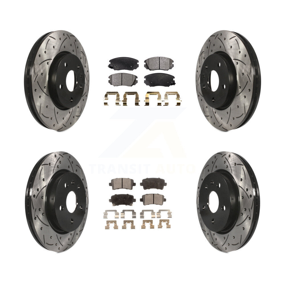 [Avant + Arrière] Kit de disque (percé rainuré revêtu) et plaquette (céramique) de frein pour Chevrolet Malibu Impala Buick LaCrosse Limited Allure KDT-100202