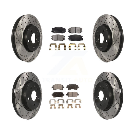 [Avant + Arrière] Kit de disque (percé rainuré revêtu) et plaquette (céramique) de frein pour Chevrolet Malibu Impala Buick LaCrosse Limited Allure KDT-100202