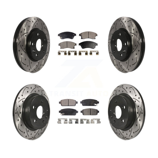 [Avant + Arrière] Kit de disque (percé rainuré revêtu) et plaquette (céramique) de frein pour Chevrolet Cruze Sonic Limited KDT-100203