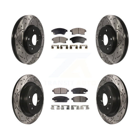 [Avant + Arrière] Kit de disque (percé rainuré revêtu) et plaquette (céramique) de frein pour 2013 Chevrolet Cruze avec 292mm Diameter Rotor KDT-100204