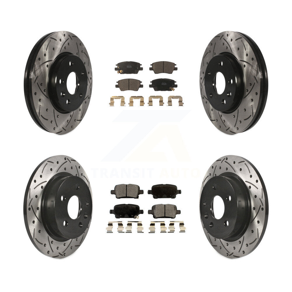 [Avant + Arrière] Kit de disque (percé rainuré revêtu) et plaquette (céramique) de frein pour 2016 Chevrolet Cruze avec 268mm Diameter Rotor KDT-100205
