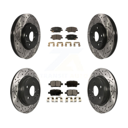 [Avant + Arrière] Kit de disque (percé rainuré revêtu) et plaquette (céramique) de frein pour 2016 Chevrolet Cruze avec 268mm Diameter Rotor KDT-100205