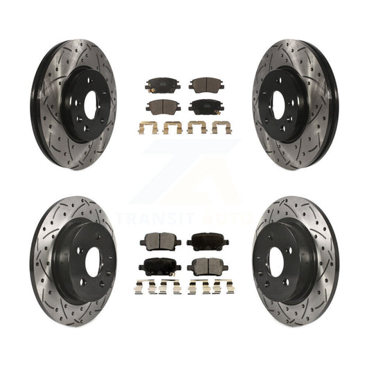 [Avant + Arrière] Kit de disque (percé rainuré revêtu) et plaquette (céramique) de frein pour 2016 Chevrolet Cruze avec 268mm Diameter Rotor KDT-100205