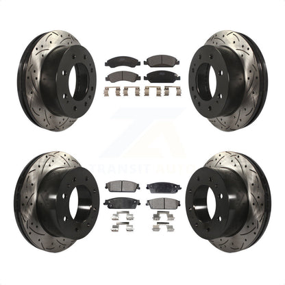 [Avant + Arrière] Kit de disque (percé rainuré revêtu) et plaquette (céramique) de frein pour 2011 Chevrolet Silverado 1500 Hybrid KDT-100207 par Transit Auto