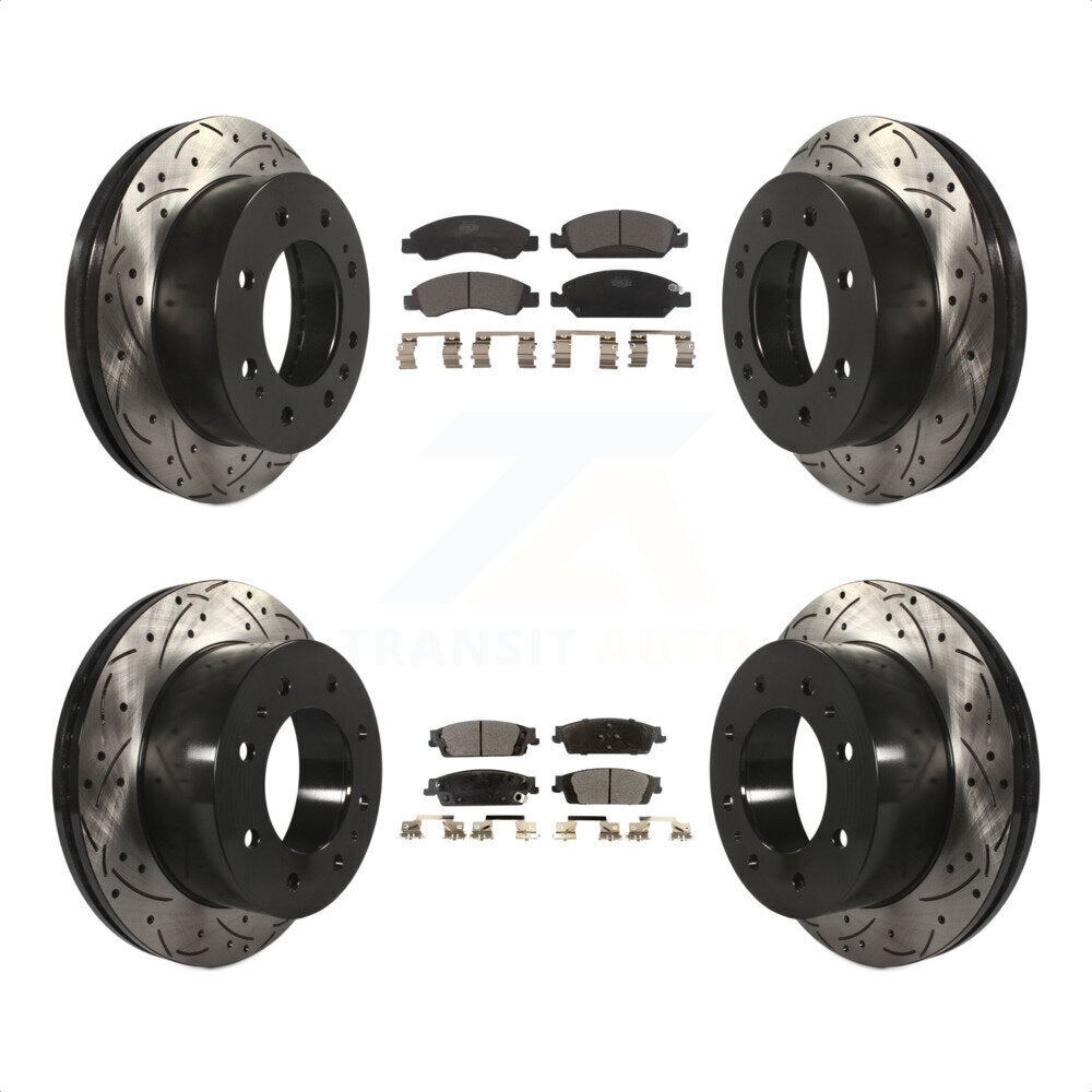 [Avant + Arrière] Kit de disque (percé rainuré revêtu) et plaquette (céramique) de frein pour Chevrolet Suburban KDT-100208 par Transit Auto