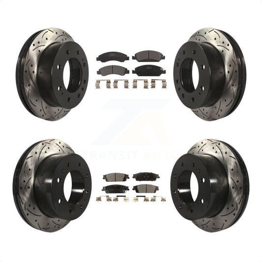 [Avant + Arrière] Kit de disque (percé rainuré revêtu) et plaquette (céramique) de frein pour Chevrolet Suburban KDT-100208 par Transit Auto