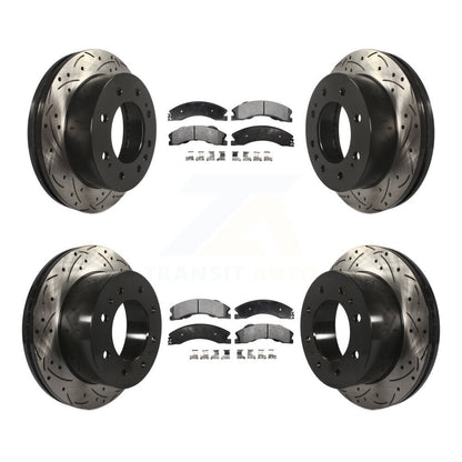 [Avant + Arrière] Kit de disque (percé rainuré revêtu) et plaquette (céramique) de frein pour Chevrolet Silverado 2500 HD GMC Sierra 3500 Suburban KDT-100209